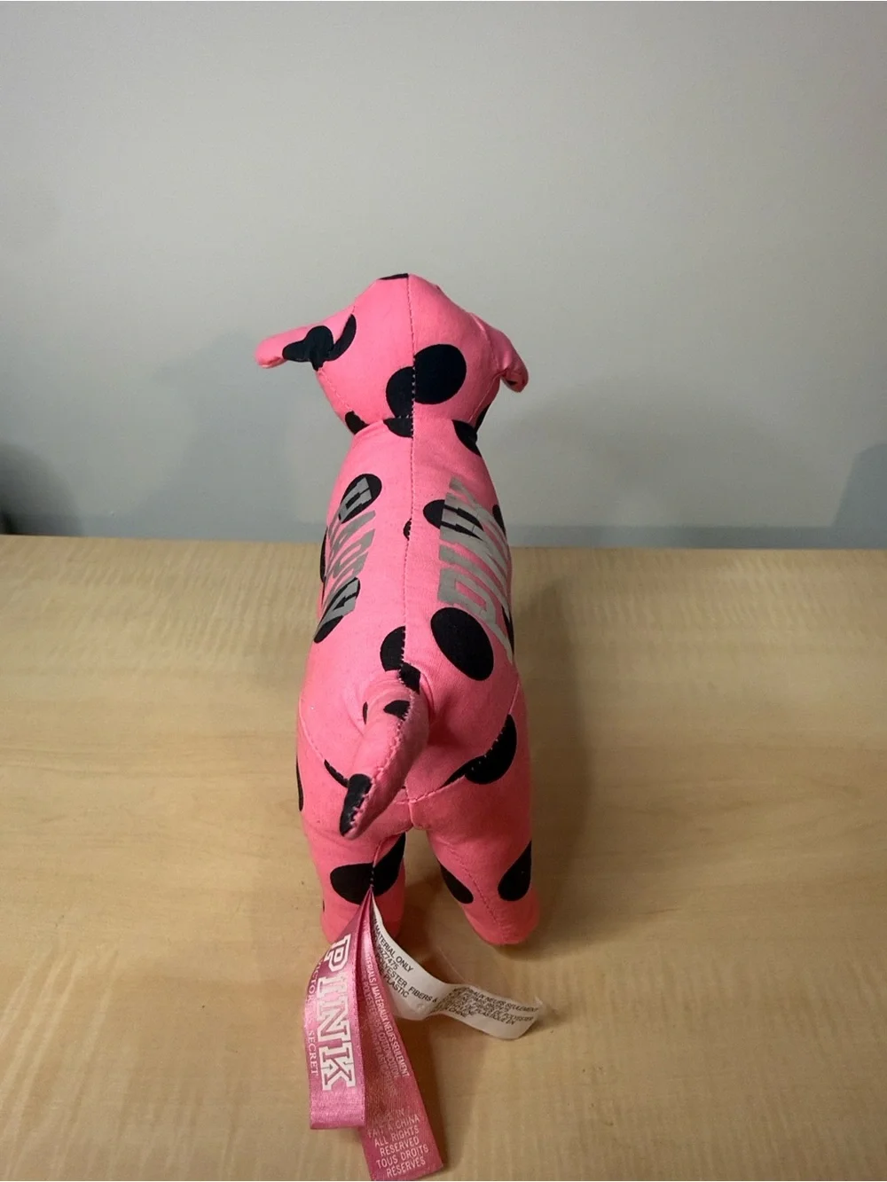 Victoria's Secret PINK Pink and Black Polka Dot Dog Plush